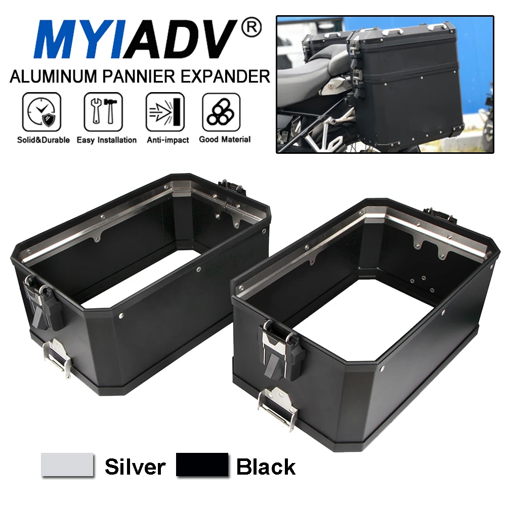 Motorcycle Aluminum Box Pannier Riser Expander Saddlebag Extension For BMW G310GS G 310 G310 GS 2017 2018 2019 2020 2021 Silver