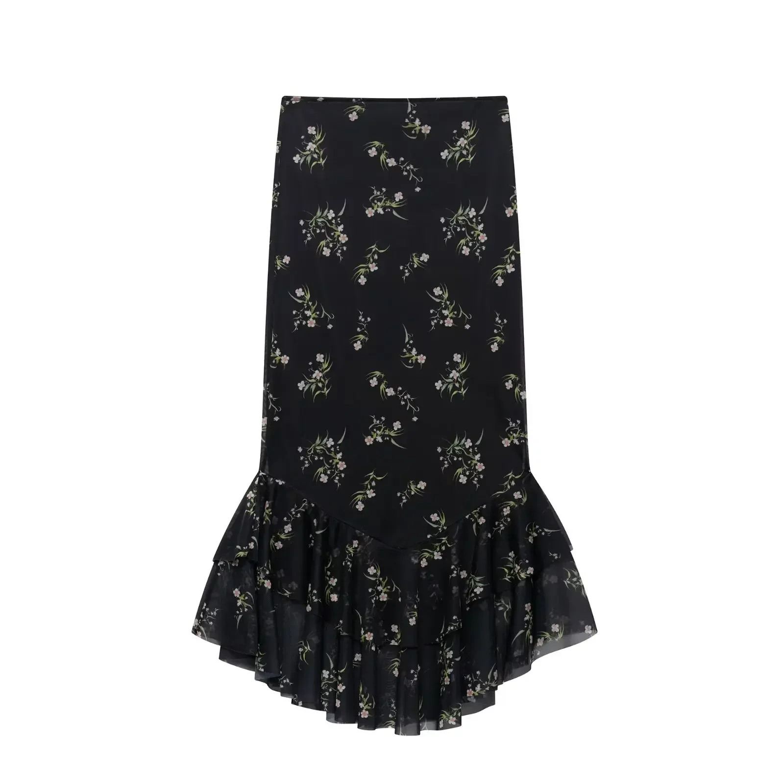 

Новое весеннее поступление, женский топ из шелковой сетки с принтом и многослойной полуюбкой с декоративным принтом, модный элегантный ансамбль