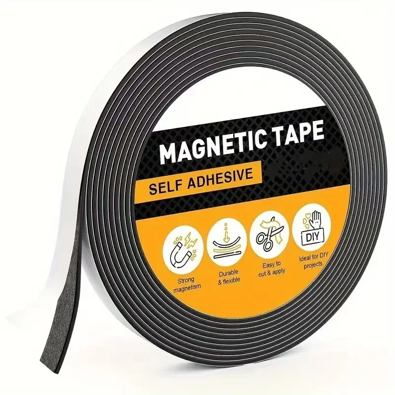 Self Adhesive Magnetic Tape Soft Rubber Magnet Roll for Wall Refrigerator Sticker Photo Metallic Surface Crafts Picture Storage