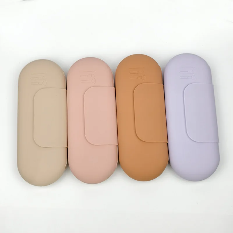 Silikon-Brauen-Federmäppchen, Make-up-Pinsel, Lidschatten-Pinsel, Aufbewahrungsset, staubdicht, einfache tragbare Reisetasche, spezifisch