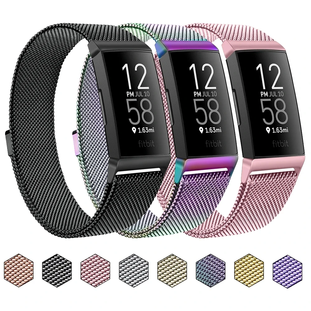 High quality metal magnetic strap for Fitbit Charge 4 Charge 3 Bands Stainless Steel Magnetic Loop Bracelet Correa