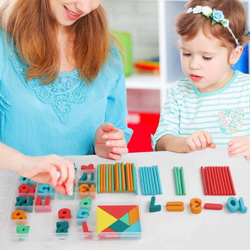 Math Early Learning Learning Box, Tangrams, Counting Boards, Addition and Subtraction Starters, Toddler Math Teaching Aids