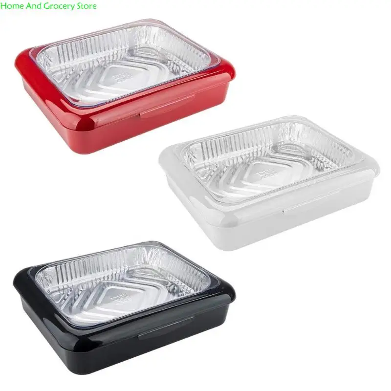 

0XXA Space Saving Plastic Organiser For Aluminum Foil Pan Stackable Design With Lid Outdoor Event Essential