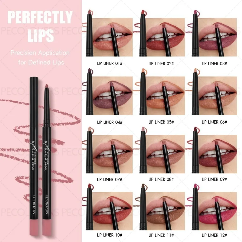 Crayon à lèvres multicolore 1 pièce, représentant le contour des lèvres, lèvres complètes et charmantes, sans sécher, rouge à lèvres nu et rouge