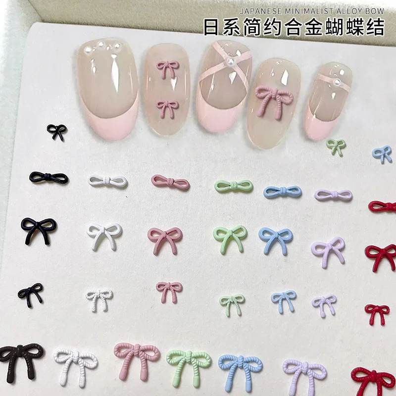 

10pcs New Japanese Style Spray Painted Bow Nail Art Charms Accessories Simple And Versatile Macaron Colored Bow Nail Decoration