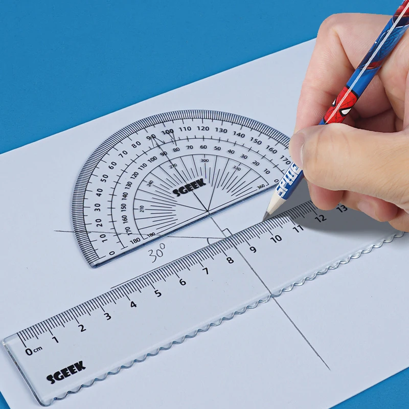 18cm Ruler Set, Student Drawing Stationery Set, Transparent Triangle Board Straightedge Ruler Set