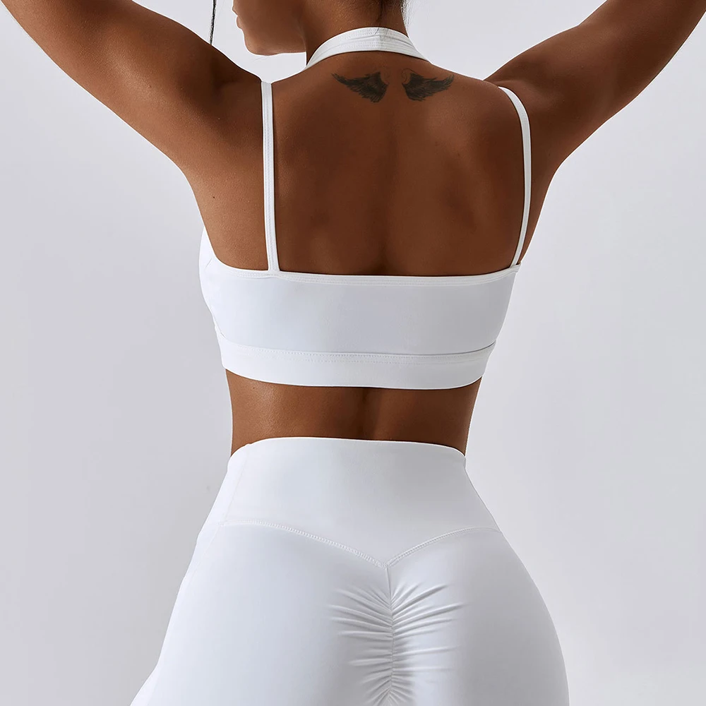 High Strength Hanging Neck Beautiful Back Yoga Bra Gathered Shockproof Sports Underwear Speed Dry Running Fitness Vest