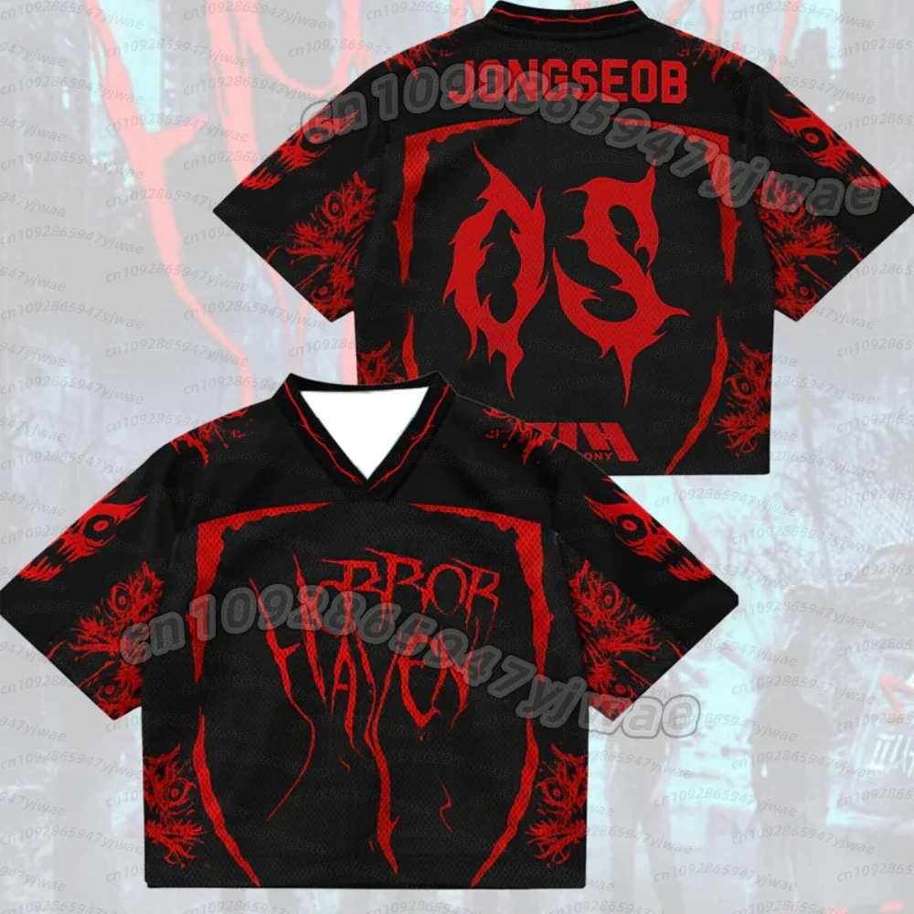 2026 Summer Women's Men's CreepEye Horror Haven P1harmony Fans Mesh Jersey INTAK Fans T-Shirt V-Neck Jersey Short Sleeve T-Shirt