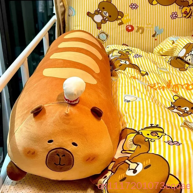 Genuine Big Capybara Baguette Plush Pillow Cute Food French Bread Plushie Doll Soft Funny Kawaii Toys Stuffed Animal Adult Gifts