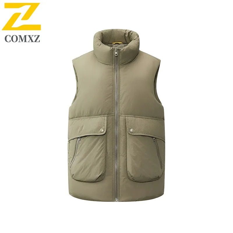 COMXZ Mens Puffer Jacket Duck Down 3 in 1 Hooded Shirt Vest Men Warm Filler Down Outdoor Mountaineering Lightweight Winter Coat