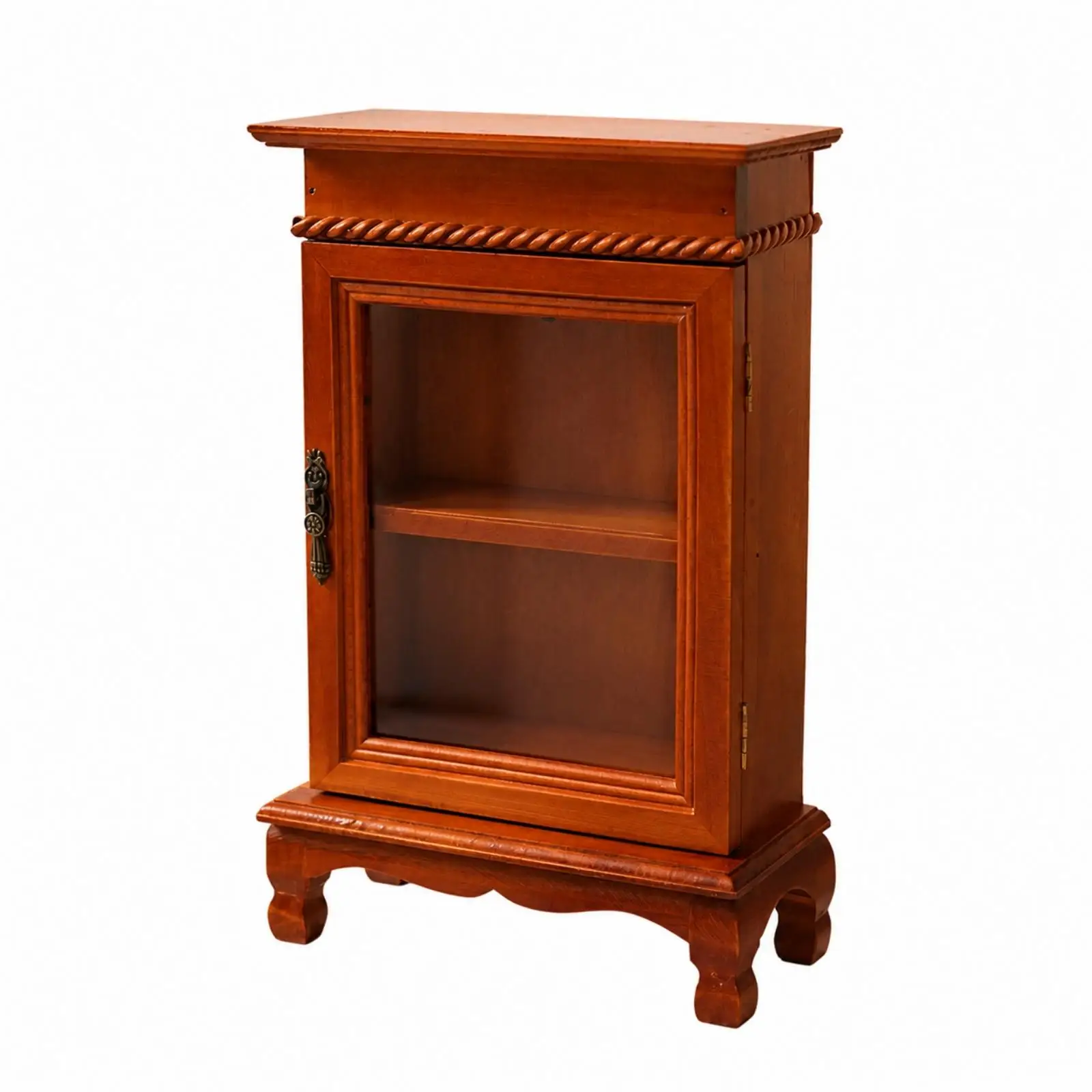 Light Brown Dustproof Display Cabinet with Two Shelves for Kitchen and Vanity Use