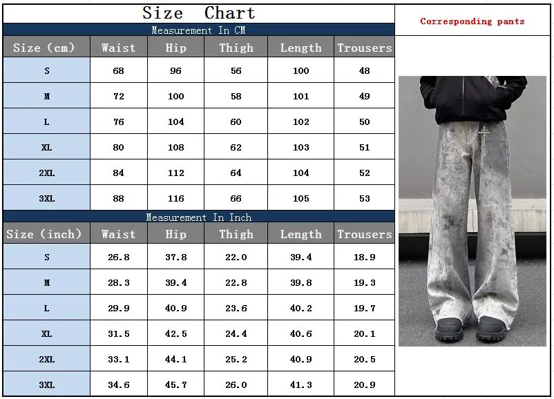 Trashy Y2K 2000S Schlangenmuster Schmutzige Waschung Baggy Jeans Hosen für Männer Kleidung Gothic Vintage Lange Hosen Pantalones Hombre – Detail 3