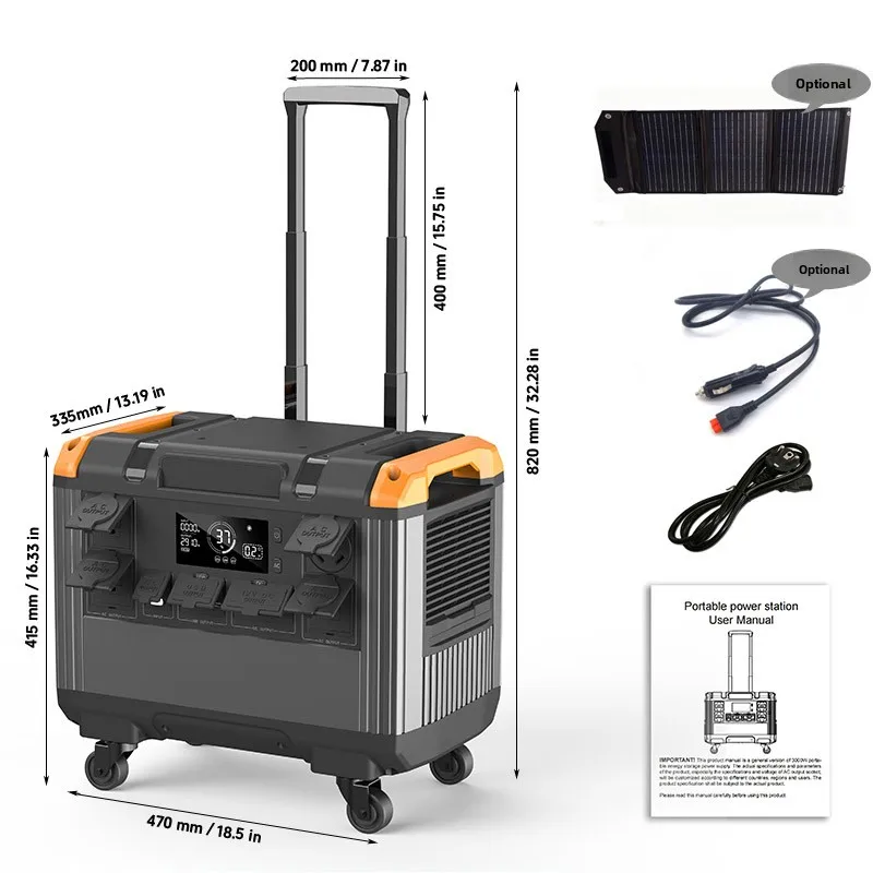 3000W Portable Power Station LiFePO4 Solar Generator for Outdoor Emergency Home Backup