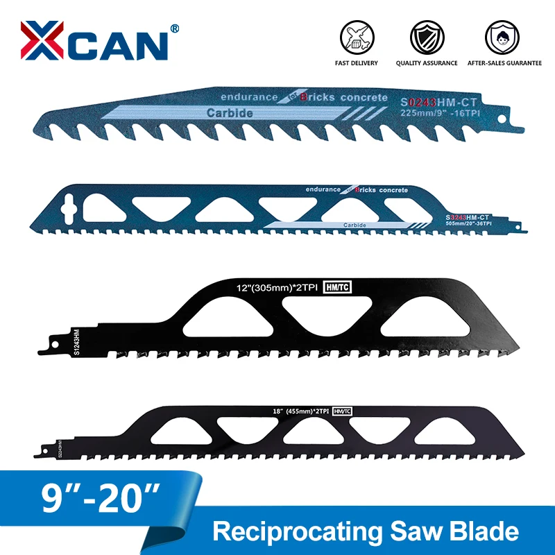 XCAN 1pc Reciprocating Saw Blade 9/12/18/20 inch Cutting Recip Saw Blade Alloy Steel Brick Concrete Cutting Saw Blade