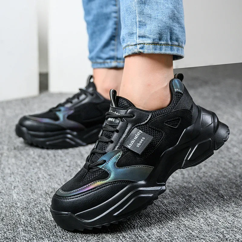 

lightweight safety shoes for women size 35 black work sneakers Anti-Slip Protective work shoes Anti-puncture safety man boots
