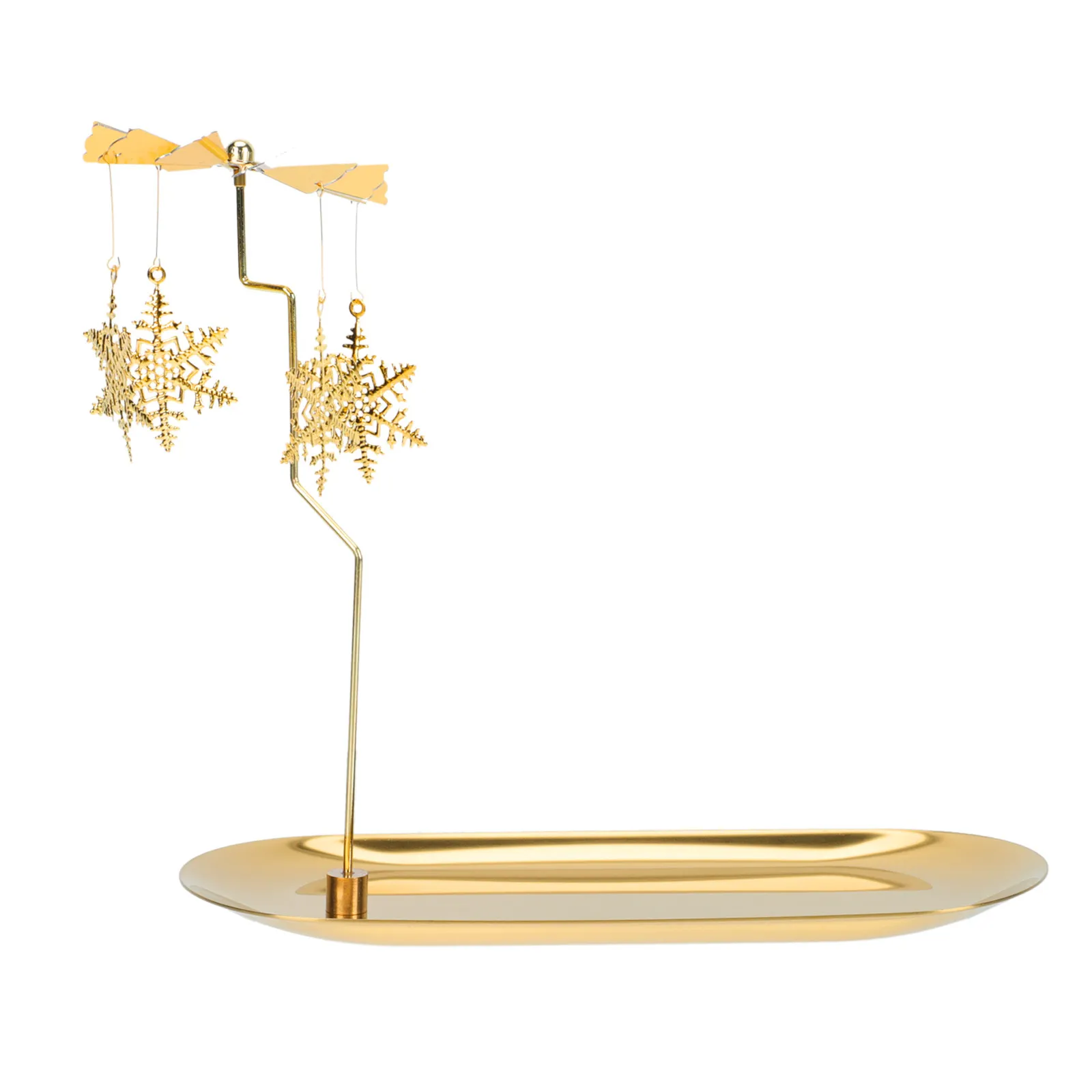 1Set Rotating Candlestick Gold Holder Christmas Display Tray Desktop Ornament Holiday Decoration Winter Home