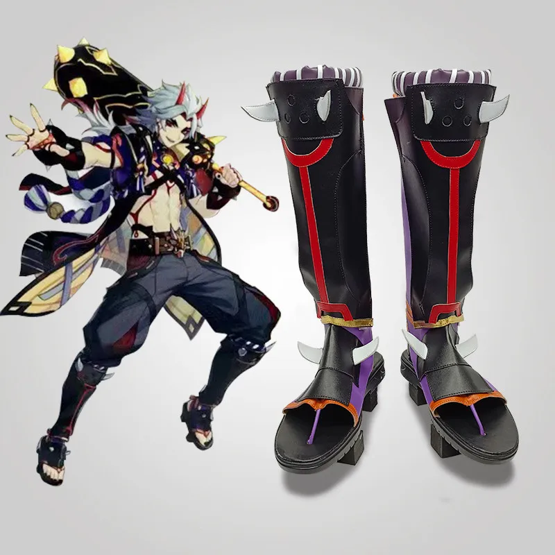 Arataki itto cosplay schuhe halloween karneval maßge schneiderte stiefel