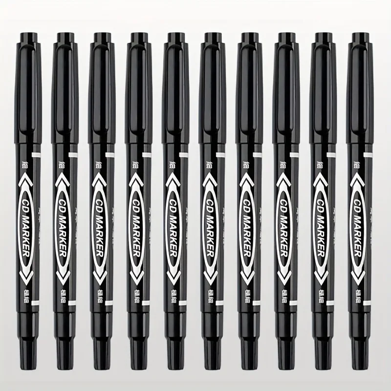 twin tip permanent marker oil marker pen fine marker ink pen desenho papelaria material escolar e de escritorio preto azul e vermelho 10 pcs 01