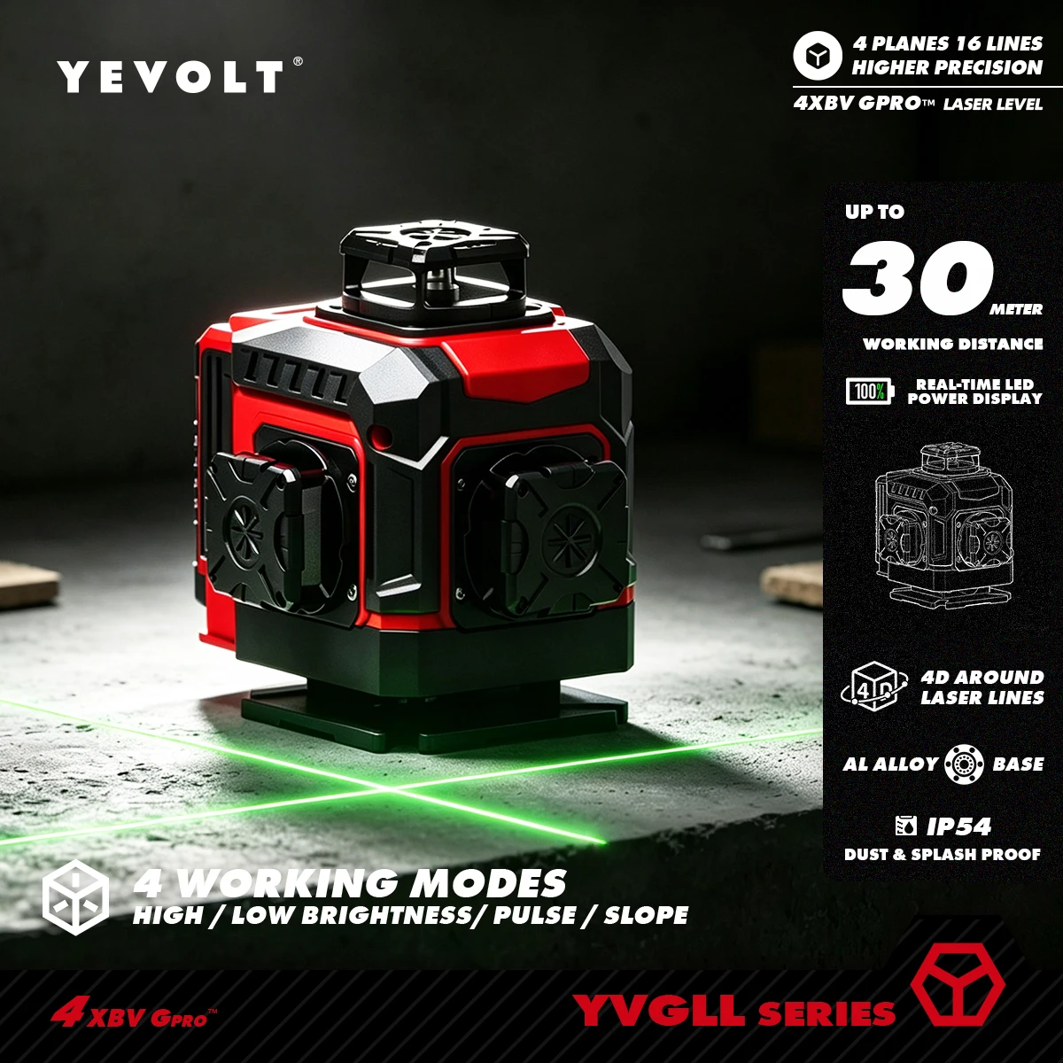 Laser Level 16 Lines 4D Green - グリーン16ライン4D360 ° 家庭用DIY用セルフレベリングレーザーレベル、廊下の床材仕上げ、壁の鏡の取り付け、リフォーム作業に最適