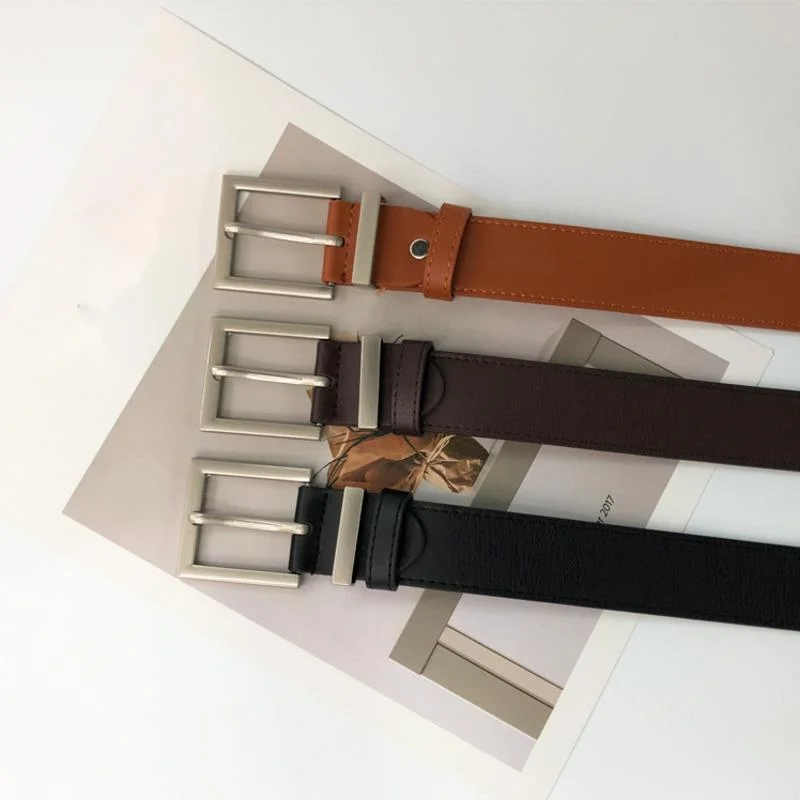 IEFB Brown Square Buckle Wide Belt Female Wild Decoration With Skirt Jeans Suit Students Accessories Fashion Belts Male Simple