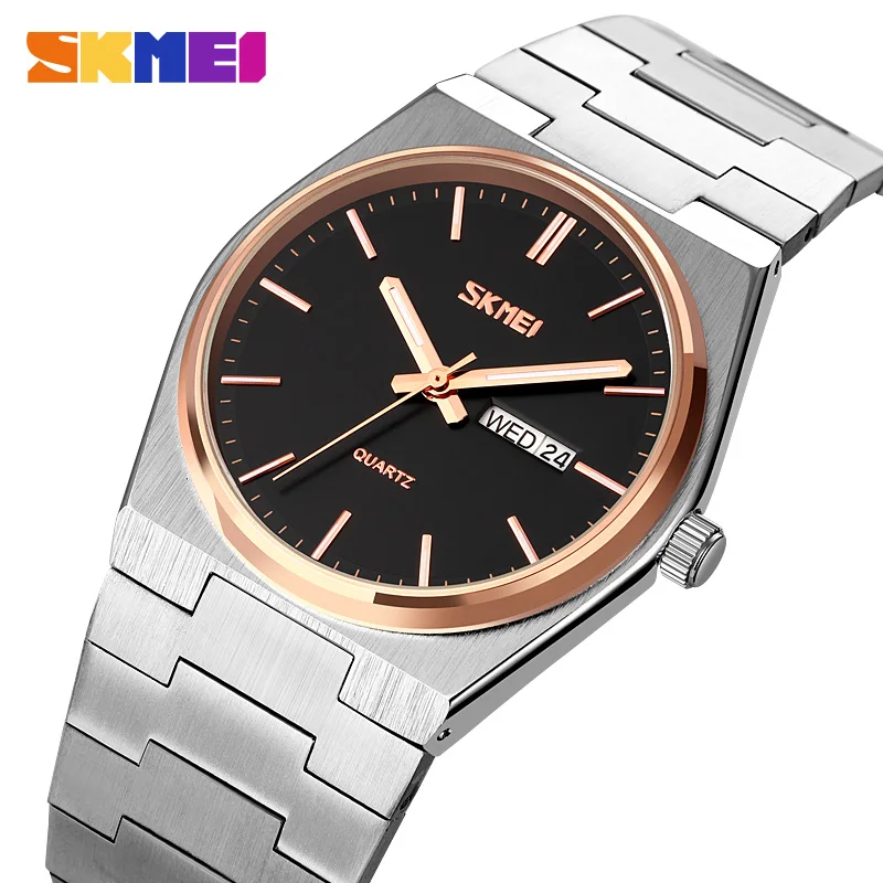 

SKMEI Watch Men Stainless Steel Top Brand Luxury Waterproof Luminous Wristwatch Men Watches Sports Quartz Date relogio masculino