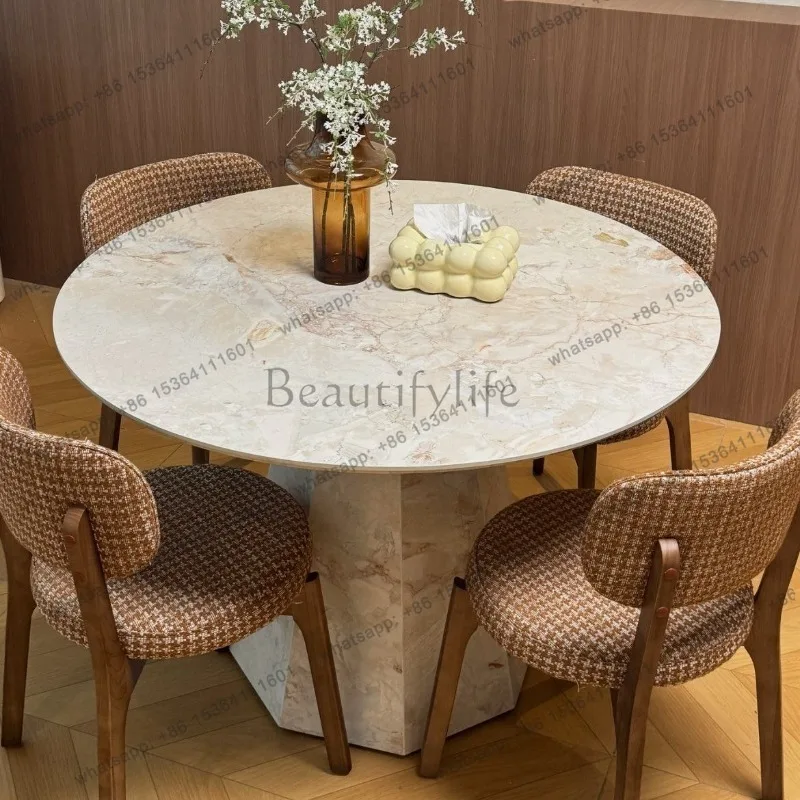 LD  Round Decoration Dining Table Restaurant Fashion Interior Aesthetic Party Dining Table Salon Juegos  Salon Furniture