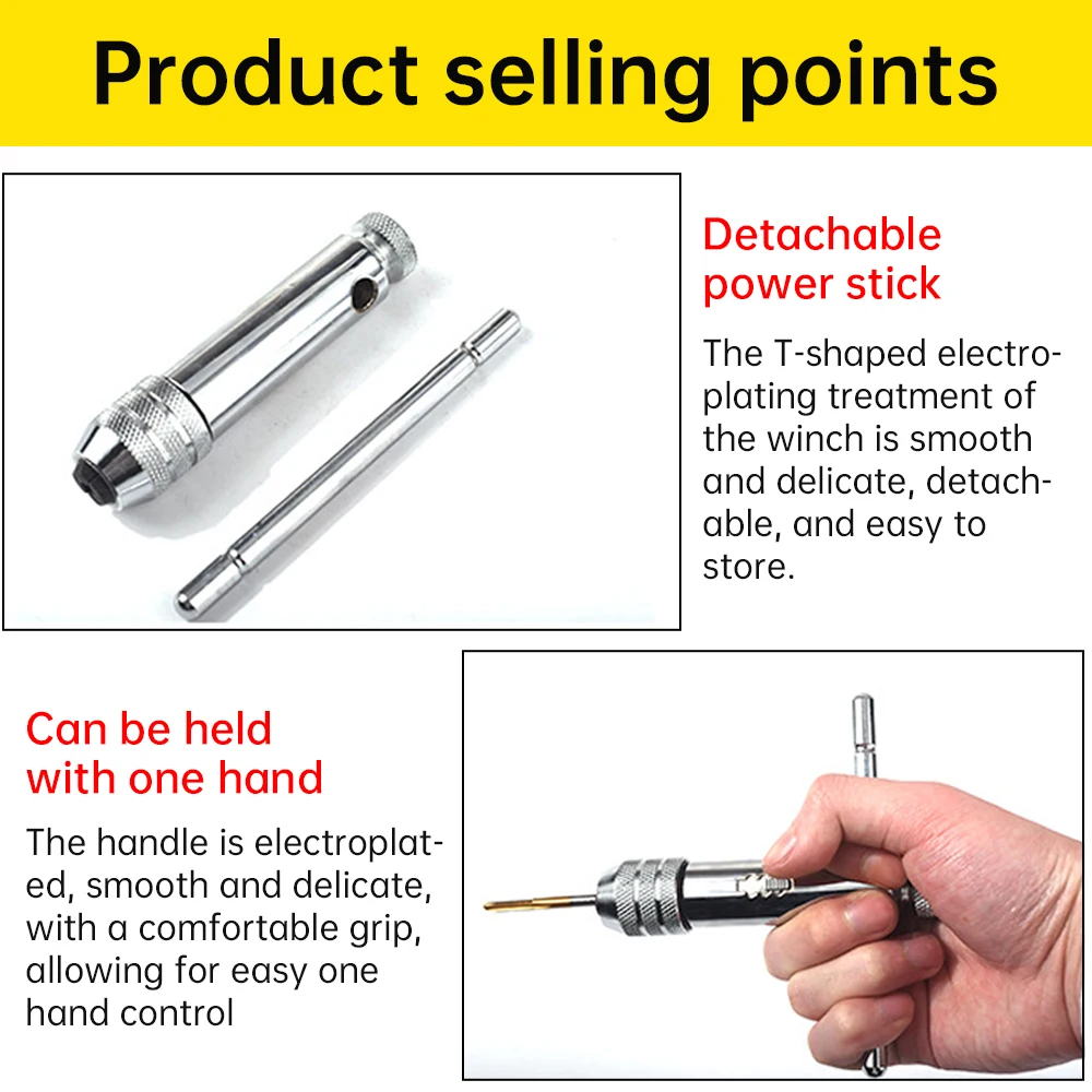 Ajustável Ratchet Mão Tap Wrench, Forward e Reverse Tapping Acessórios, Thread estendido, M3-M8, M5-M12