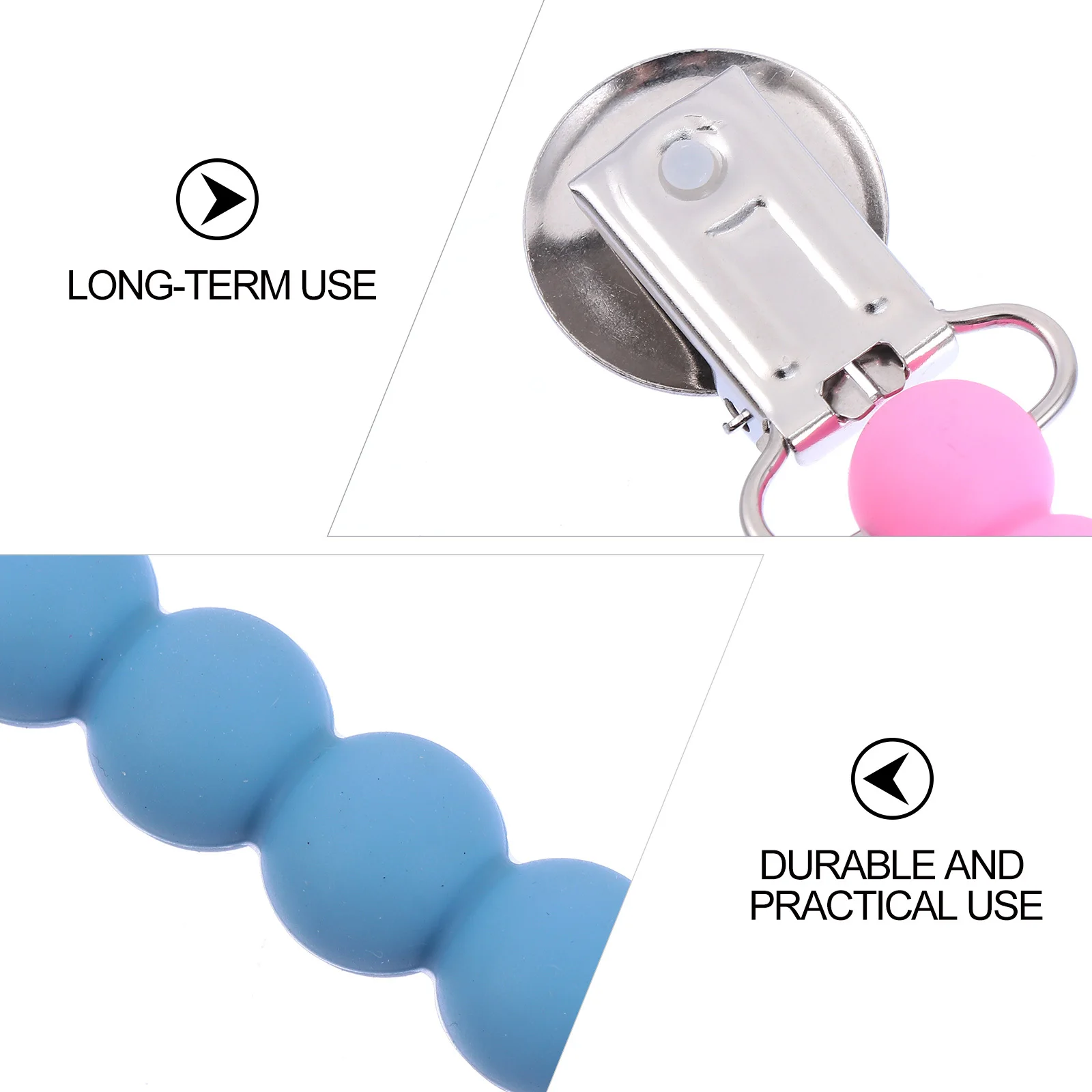 

4 шт., цепочка для соски для новорожденных, держатель для прорезывания зубов, яркий, красочный, средней длины, легко прикрепляется, нагрудники для одежды, зажим для соски