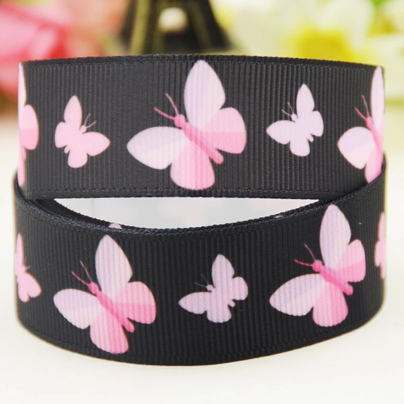 22mm 25mm 38mm 75mm butterfly cartoon printed Grosgrain Ribbon party decoration 10 Yards satin ribbons