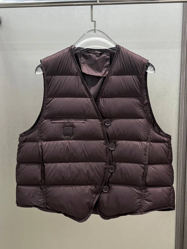 レディース Vネック 軽量 ダウンベスト 90 ホワイト ダウン シンプル インナー トレンド ジャケット 秋冬 新作