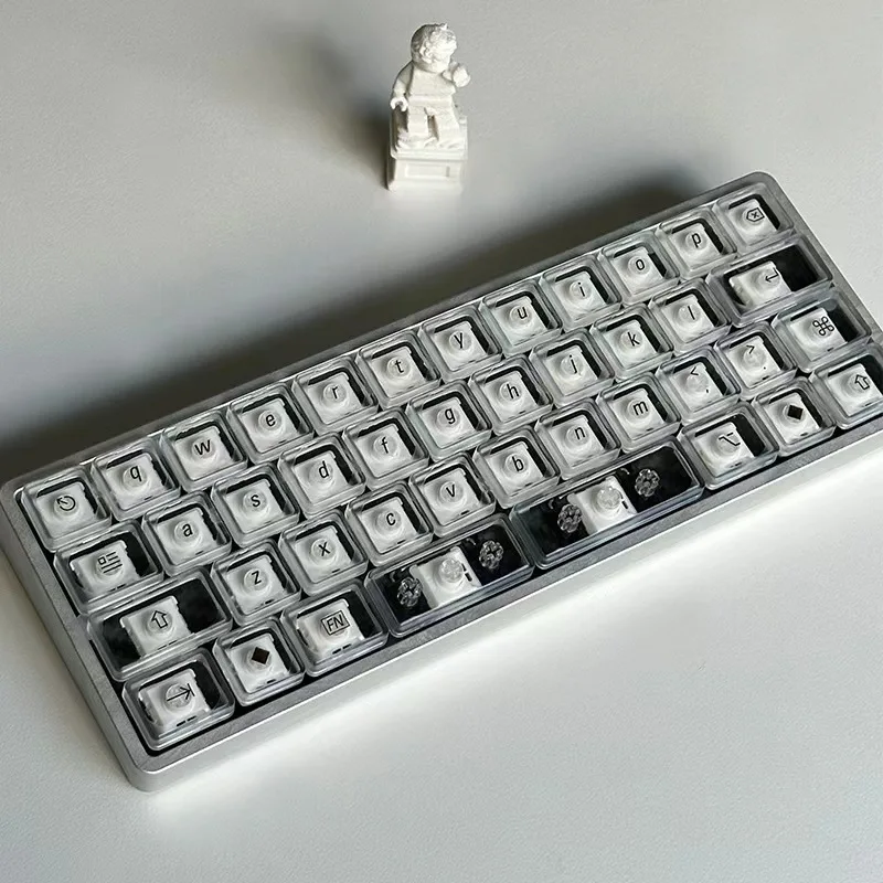 40s Transparent Low-profile PBT Keycaps with Legends, Compatible with Gateron, Cherry, and Kailh Choc V2 Low-profile Switches