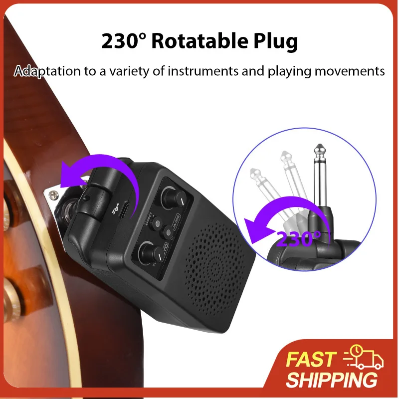Mini Electric Guitar Speaker Portable Bluetooth Built In Effects Overdrive Distortion Reverb Battery Practice Amp