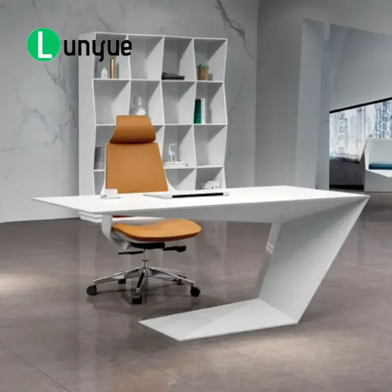 Hot Selling Modern Irregular Office Furniture pink Customizable MDF boss Desk