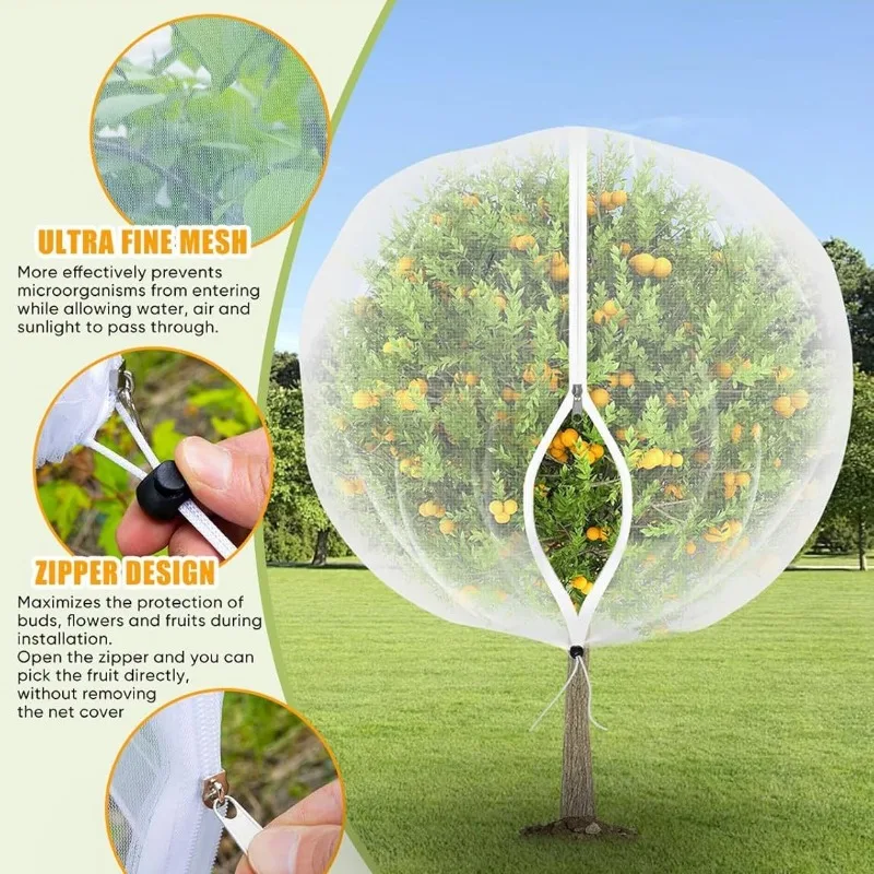 With zipper drawstring fruit tree mesh bag mesh garden mesh plant protective cover flower anti-bird net fence net
