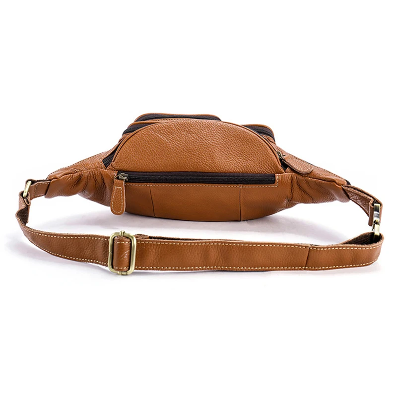 Soft Genuine Leather Waist Bag Single Shoulder Bag Crossbody Phone Bag Male Outdoor Tactics Waist Pack Sport Hip Belt Chest Bag