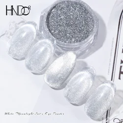 HNDO Silver Cat Eye Magnetic Powder Bright White Glitter Nail Art 3D Effect for Manicure Design Fine Particles Pigment Dust SD46