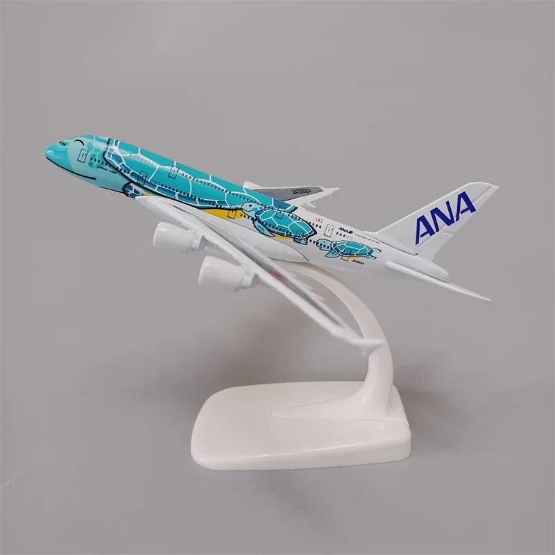 16cm Air Japan ANA Airlines Green Cartoon Sea Turtle Airbus 380 A380 Airways lega di metallo Diecast modello di aereo aereo aereo