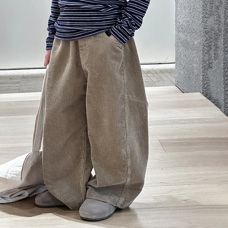2025 Autumn New Fashion Kids Loose Casual Pants for Boys and Girls Korean Style Delicate Trousers Boutique Clothing Simple Style