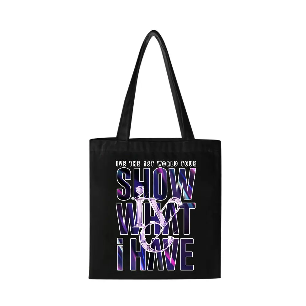 Kpop IVE Canvas Bag Handbag The 1st World Album Printed Sign Totes Shoulder Zipper Bag WonYoung YuJin LIZ LEESEO Gift