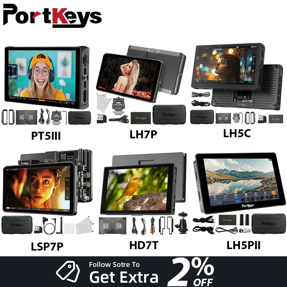 Portkeys HS8 PT5III LH7P LH5C LS7P HD7T BM5IV Camera Field Monitor HDMl 4K Touch Screen 3D LUT Monitor For DSLR Camera Filming