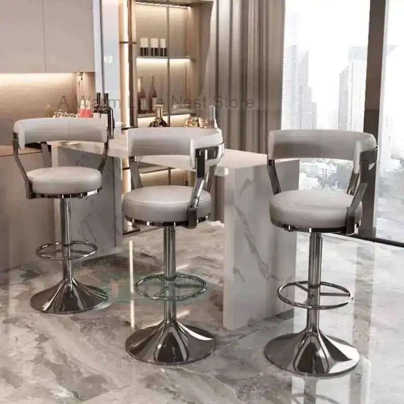 

Stainless Steel Italian Bar Chair Adjustable Rotating Simple Modern Bar Chair Luxury High-end High Nordic Table Bar Furniture