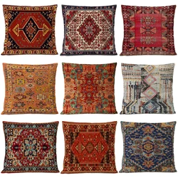 Home Decorative Geometric Bohemian Linen Throw Pillows Ethnic Persian Carpet Tribal Texture Cushion Room Decor Sofa Pillowcase