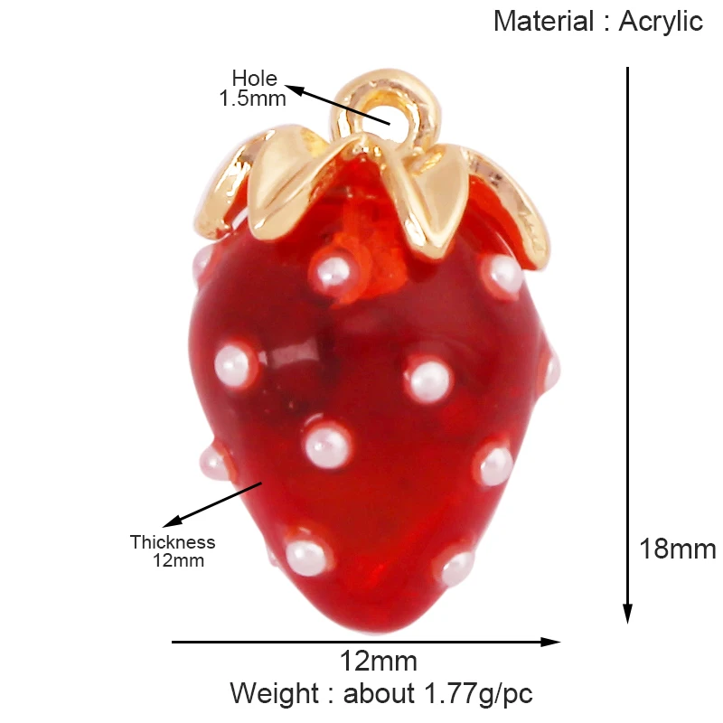 Arylic 3D Obst Erdbeere Traube Mango Durian Wassermelone Kirsche Granatapfel Charm Anhänger, Schmuck Halskette Armband Versorgung S18 – Detail 7
