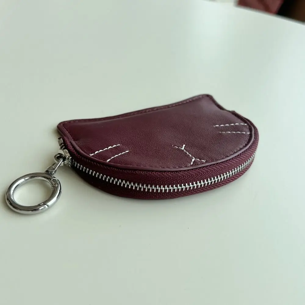 Dompet Koin Kecil Bergaya Lucu Bentuk Kucing, Dompet Kulit Domba Portabel, Kapasitas Besar, Tas Kartu Identitas Ringkas, Hadiah