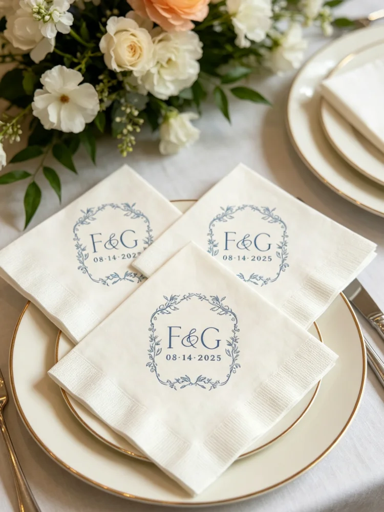 3-Ply Paper Guest Towels Custom Monogram Personalized Napkins Cocktail Luncheon Dinner Size Wedding Rehearsal Dinner