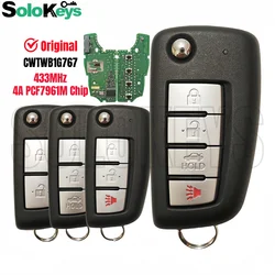 SoloKeys CWTWB1G767 Original Flip Remote Key 433Mhz 4A PCF7961M Chip For Nissan Rogue X-Trail Qashqai Juke Pulsar With LOGO