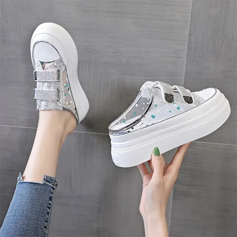 Top Quality Shoes Half Slippers Summer Thick-soled Toe-cap Sandals Fashionable Slippers for Women Outside Wear Slip on Sneakers