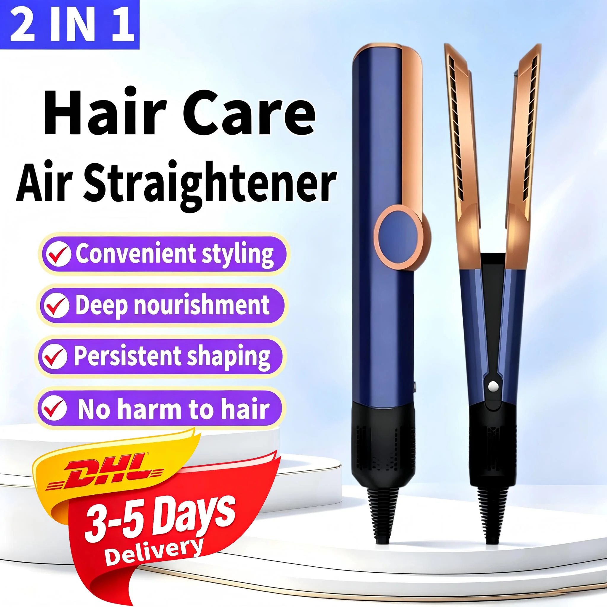 Image of SenCiciMen 2 IN 1 Hochwertiger Haarglätter und Haartrockner mit Negativionen-Technologie, geeignet für Perücken, keine Haarschäden, heißes Styling-Tool für weniger Frizz, glänzenderes und glatteres
