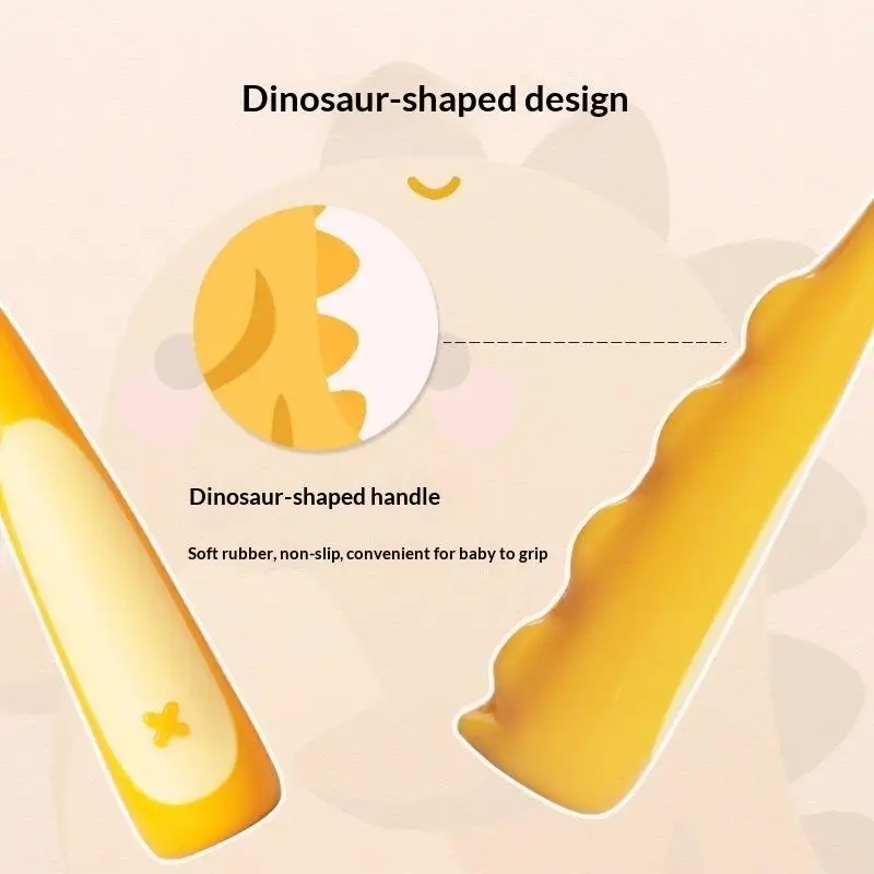 New 2Pcs Dinosaur Kids Toothbrush Soft Bristle Non Slip Handle Cartoon Tooth Brush For 3‑12 Years Old Children Daily Oral Care