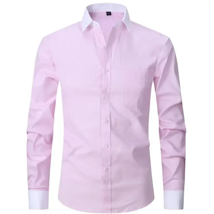 Longo manga monocromática padrão terno vestido, camisa